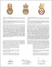 Letters patent granting heraldic emblems to Donna Rae Barraclough Little