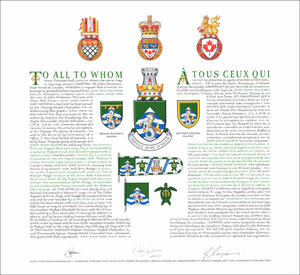 Lettres patentes concédant des emblèmes héraldiques à John Ross McLean Lettres patentes concédant des emblèmes héraldiques à John Ross McLean