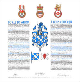 Lettres patentes concédant des emblèmes héraldiques à Patrick Andrew McEachran Gilligan-Hackett Lettres patentes concédant des emblèmes héraldiques à Patrick Andrew McEachran Gilligan-Hackett