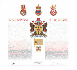 Letters patent granting heraldic emblems to the Labatt Brewing Company Limited
