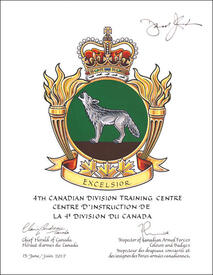 Letters patent approving the Badge of the 4th Canadian Division Training Centre Letters patent approving the Badge of the 4th Canadian Division Training Centre