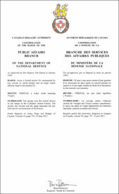 Lettres patentes confirmant l’insigne de la Branche des services des affaires publiques