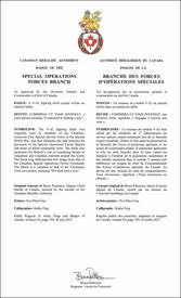 Lettres patentes approuvant l’insigne de la Branche des Forces d’opérations spéciales