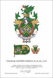 Letters patent granting heraldic emblems to Thomas Alfred Curley Letters patent granting heraldic emblems to Thomas Alfred Curley