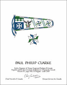 Letters patent granting heraldic emblems to Paul Philip Clarke