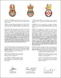 Letters patent granting heraldic emblems to Paul Philip Clarke