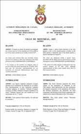 Letters patent registering the heraldic emblems of the Ville de Montréal (1833)