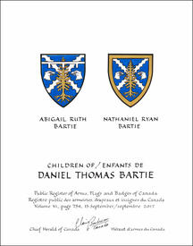 Lettres patentes concédant des emblèmes héraldiques à Daniel Thomas Bartie