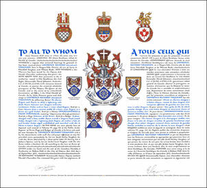 Letters patent granting heraldic emblems to Lawrence Richard Vaughan