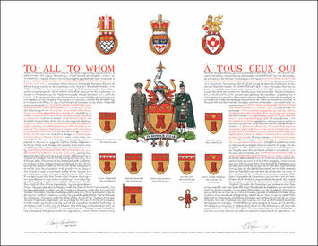 Letters patent granting heraldic emblems to Alfred John Gardyne Drummond de Chastelain