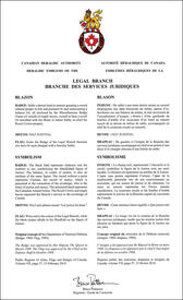 Letters patent confirming the heraldic emblems of the Legal Branch