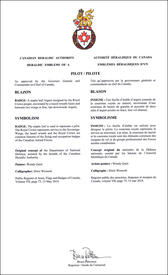 Letters patent approving the heraldic emblems of the Pilot of the Canadian Armed Forces Letters patent approving the heraldic emblems of the Pilot of the Canadian Armed Forces