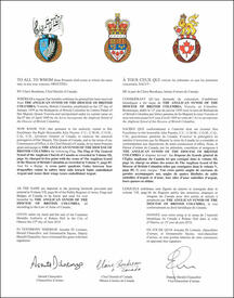 Letters patent granting heraldic emblems to The Anglican Synod of the Diocese of British Columbia