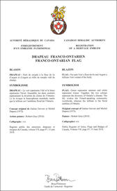 Letters patent registering the Franco-Ontarian Flag