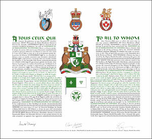 Letters patent granting heraldic emblems to the Assemblée de la francophonie de l’Ontario