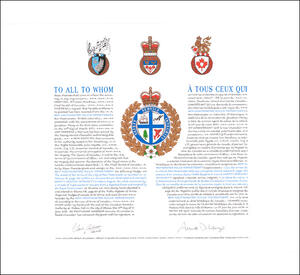 Letters patent granting heraldic emblems to the New Westminster Police Department