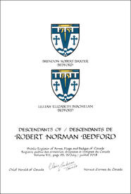 Lettres patentes concédant des emblèmes héraldiques à Robert Norman Bedford
