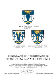 Lettres patentes concédant des emblèmes héraldiques à Robert Norman Bedford