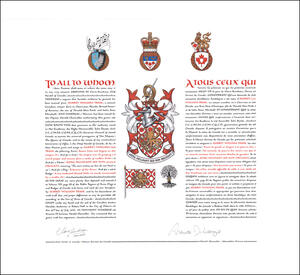 Letters patent granting heraldic emblems to Aubrey William Trask Letters patent granting heraldic emblems to Aubrey William Trask