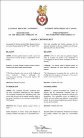 Lettres patentes enregistrant les emblèmes héraldiques d'Adam Crowhurst