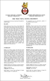 Letters patent approving the heraldic emblems of The West Nova Scotia Regiment