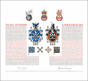 Letters patent granting heraldic emblems to George William Hungerford