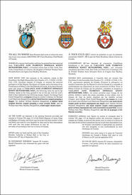 Lettres patentes concédant des emblèmes héraldiques à Vallance Jane Florence Dimsdale Knott Hungerford