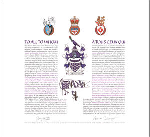 Letters patent granting heraldic emblems to James Alexander Isaacs Letters patent granting heraldic emblems to James Alexander Isaacs