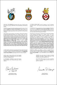 Letters patent granting heraldic emblems to the Christian Legal Fellowship