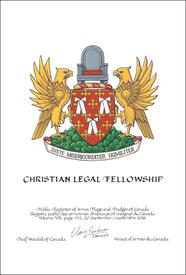 Letters patent granting heraldic emblems to the Christian Legal Fellowship Letters patent granting heraldic emblems to the Christian Legal Fellowship