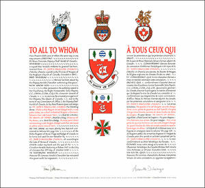 Letters patent granting heraldic emblems to St. Jude’s Anglican Church