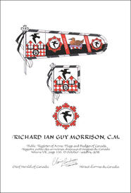 Letters patent granting heraldic emblems to Richard Ian Guy Morrison
