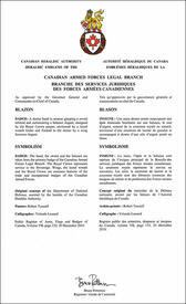 Letters patent approving the heraldic emblems of the Canadian Armed Forces Legal Branch Letters patent approving the heraldic emblems of the Canadian Armed Forces Legal Branch