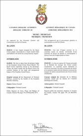 Letters patent approving the heraldic emblems of Music / Musician of the Canadian Armed Forces