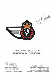 Letters patent approving the heraldic emblems of Personnel Selection of the Canadian Armed Forces