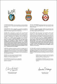 Letters patent granting heraldic emblems to Hugo Lapointe Letters patent granting heraldic emblems to Hugo Lapointe