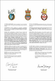 Letters patent granting heraldic emblems to Joseph Louis Gérard Lafontaine Letters patent granting heraldic emblems to Joseph Louis Gérard Lafontaine