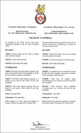 Lettres patentes enregistrant les emblèmes héraldiques de Graham Campbell Lettres patentes enregistrant les emblèmes héraldiques de Graham Campbell