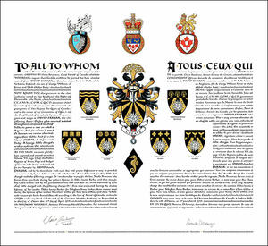 Letters patent granting heraldic emblems to David Farrar