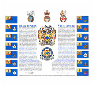 Letters patent granting heraldic emblems to the Paramedic Chiefs of Canada