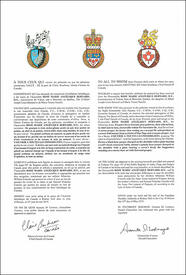 Lettres patentes concédant des emblèmes héraldiques à Rose Marie Angélique Bernard