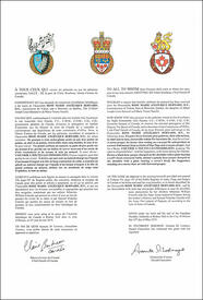 Letters patent granting heraldic emblems to Rose Marie Angélique Bernard