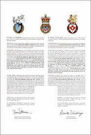 Letters patent granting heraldic emblems to William Thomas Molloy