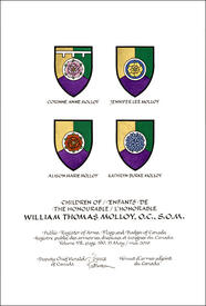 Lettres patentes concédant des emblèmes héraldiques à William Thomas Molloy