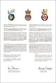 Lettres patentes concédant des emblèmes héraldiques à John Edward Cliff