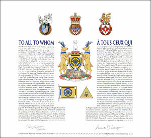 Letters patent granting heraldic emblems to the Town of Cardston