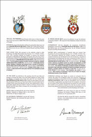 Letters patent granting heraldic emblems to Joseph Francis Russell