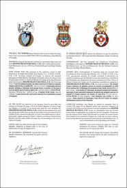 Lettres patentes concédant des emblèmes héraldiques à Joseph Francis Russell Lettres patentes concédant des emblèmes héraldiques à Joseph Francis Russell