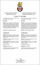 Letters patent approving the heraldic emblems of 1 Wing Letters patent approving the heraldic emblems of 1 Wing