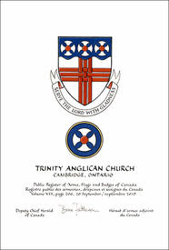 Letters patent granting heraldic emblems to Trinity Anglican Church Letters patent granting heraldic emblems to Trinity Anglican Church